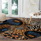 African Ankara Motifs Mixed Animal Skins Round Carpet