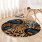 African Ankara Motifs Mixed Animal Skins Round Carpet