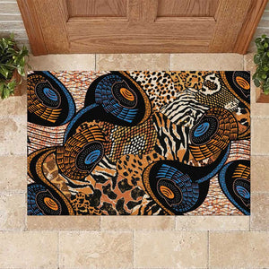 African Ankara Motifs Mixed Animal Skins Rubber Doormat