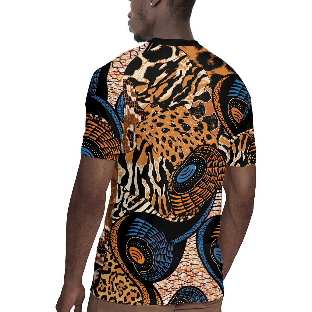 African Ankara Motifs Mixed Animal Skins Rugby Jersey