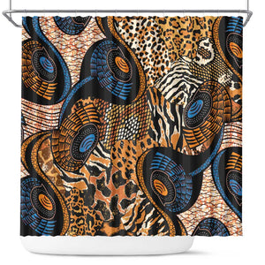 African Ankara Motifs Mixed Animal Skins Shower Curtain