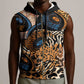 African Ankara Motifs Mixed Animal Skins Sleeveless Zip Hoodie - African Pride