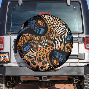 African Ankara Motifs Mixed Animal Skins Spare Tire Cover