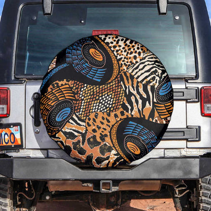 African Ankara Motifs Mixed Animal Skins Spare Tire Cover