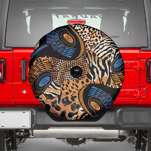 African Ankara Motifs Mixed Animal Skins Spare Tire Cover