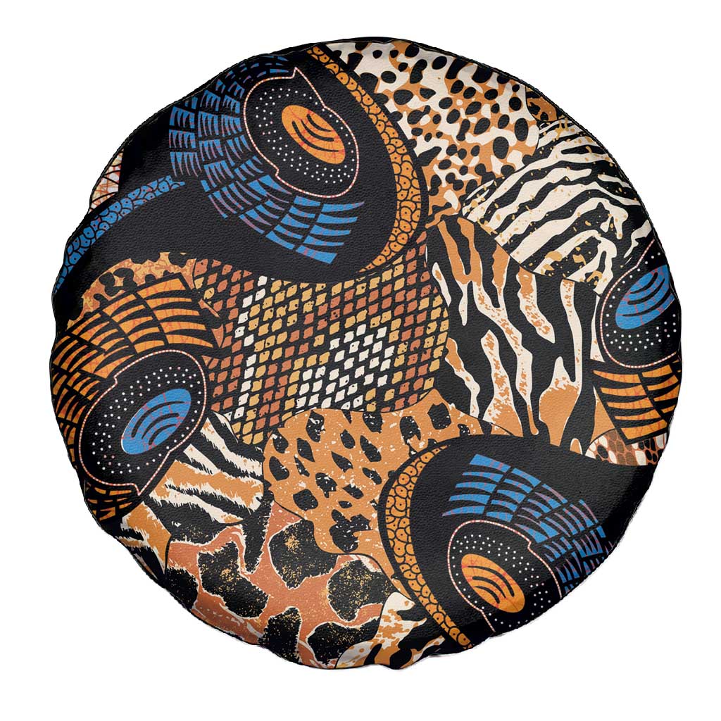 African Ankara Motifs Mixed Animal Skins Spare Tire Cover