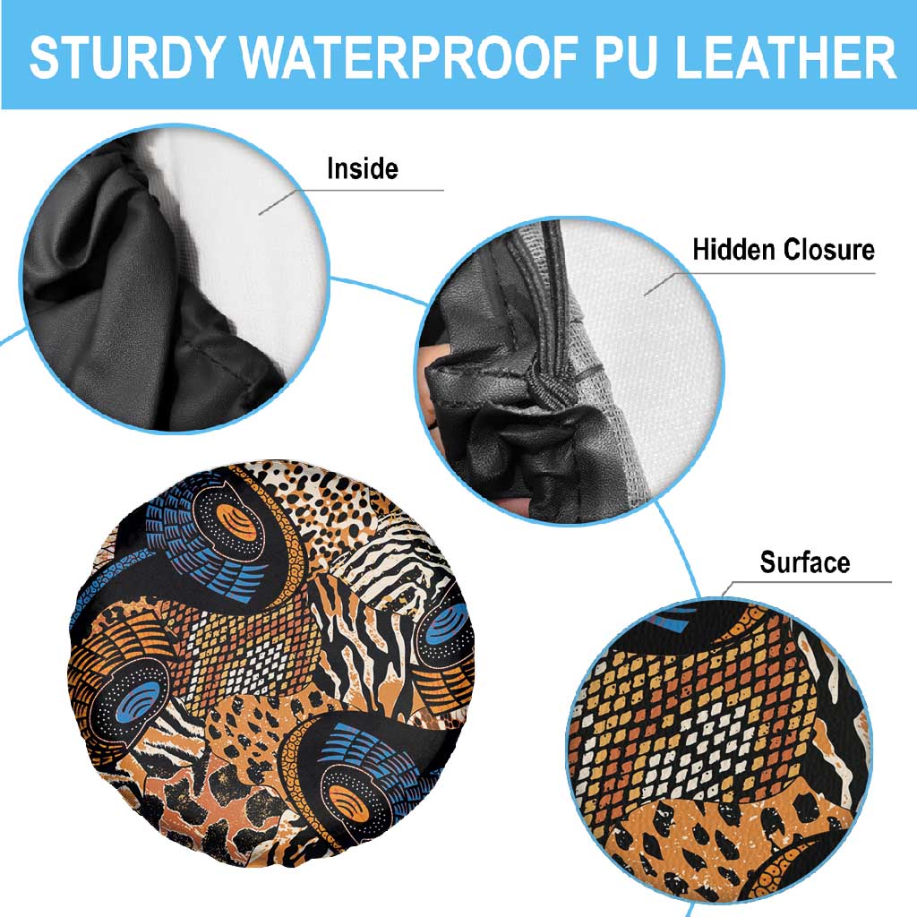 African Ankara Motifs Mixed Animal Skins Spare Tire Cover