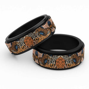 African Ankara Motifs Mixed Animal Skins Spinner Ring - African Pride