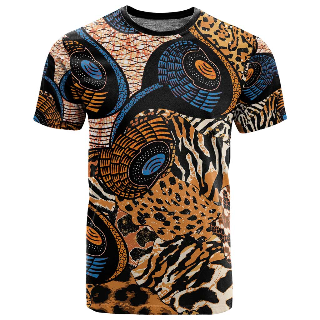 African Ankara Motifs Mixed Animal Skins T shirt