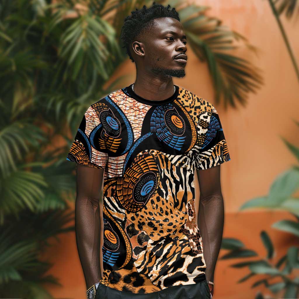 African Ankara Motifs Mixed Animal Skins T shirt