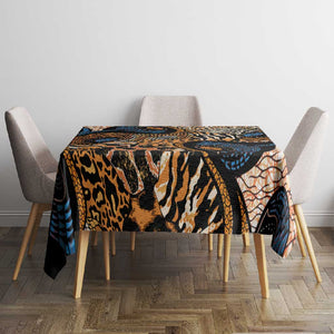 African Ankara Motifs Mixed Animal Skins Tablecloth