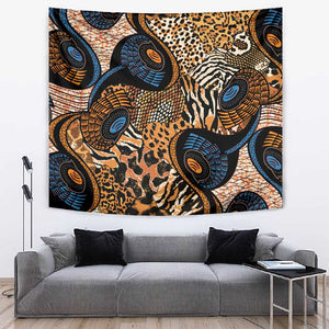 African Ankara Motifs Mixed Animal Skins Tapestry