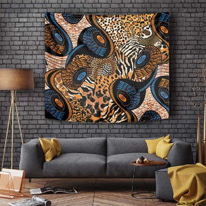 African Ankara Motifs Mixed Animal Skins Tapestry
