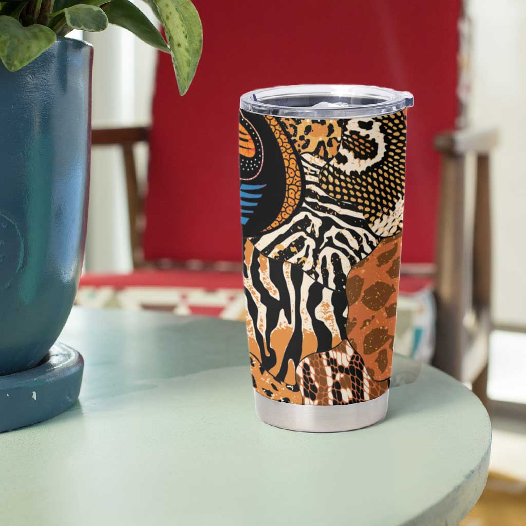 African Ankara Motifs Mixed Animal Skins Tumbler Cup