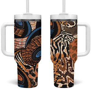 African Ankara Motifs Mixed Animal Skins Tumbler With Handle