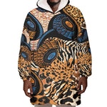 African Ankara Motifs Mixed Animal Skins Wearable Blanket Hoodie