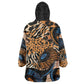 African Ankara Motifs Mixed Animal Skins Wearable Blanket Hoodie