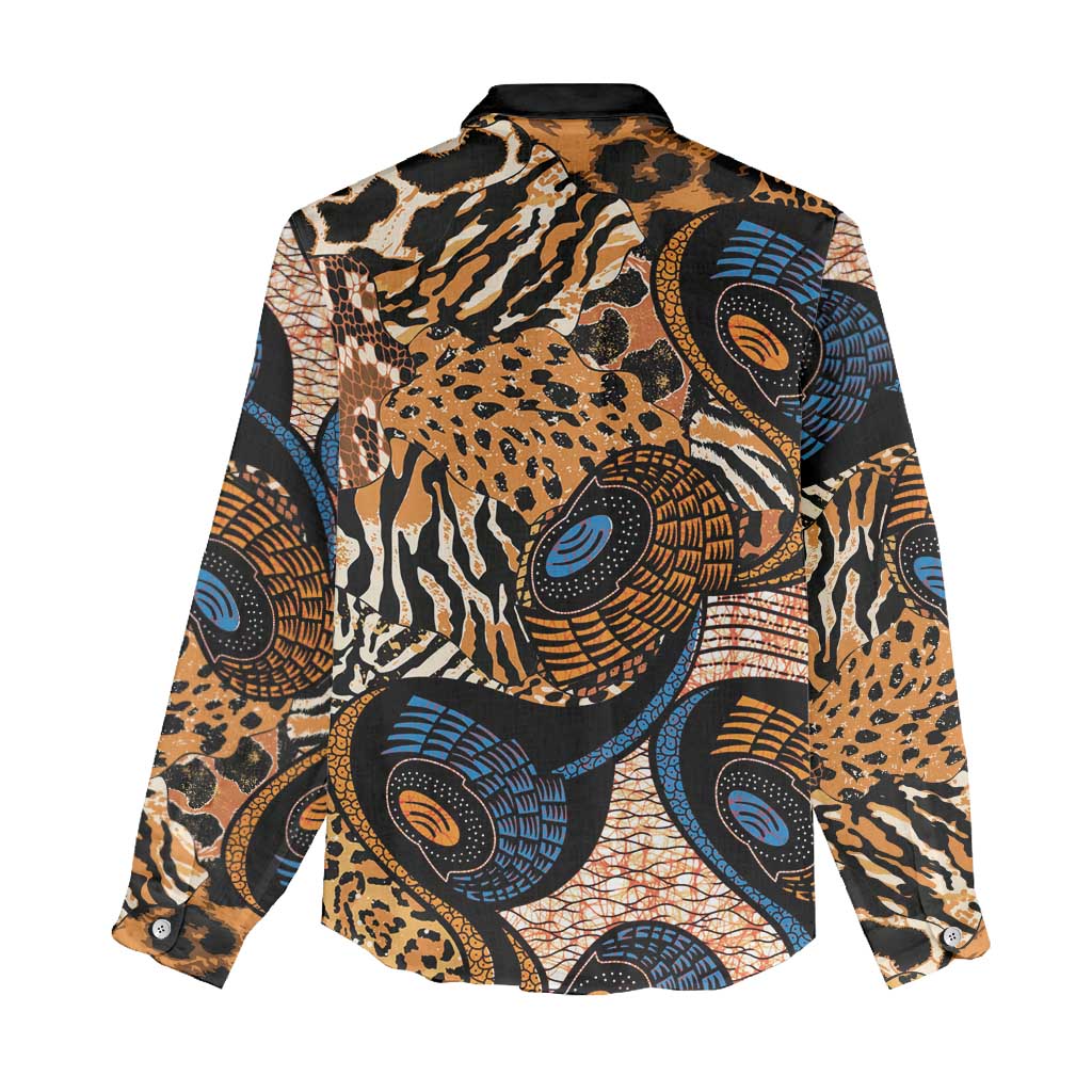 African Ankara Motifs Mixed Animal Skins Women Casual Shirt LT9