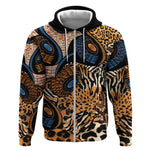 African Ankara Motifs Mixed Animal Skins Zip Hoodie