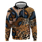 African Ankara Motifs Mixed Animal Skins Zip Hoodie