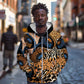 African Ankara Motifs Mixed Animal Skins Zip Hoodie