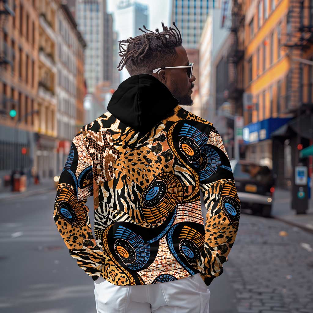 African Ankara Motifs Mixed Animal Skins Zip Hoodie