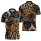 African Ankara Motifs Mixed Animal Skins Zipper Polo Shirt