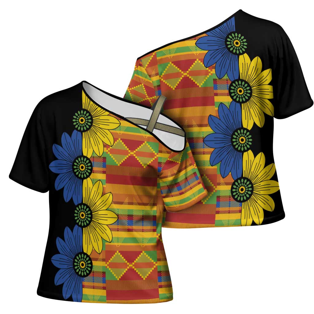 African Ethnic Kitenge Ankara Style Cross Shoulder Shirt