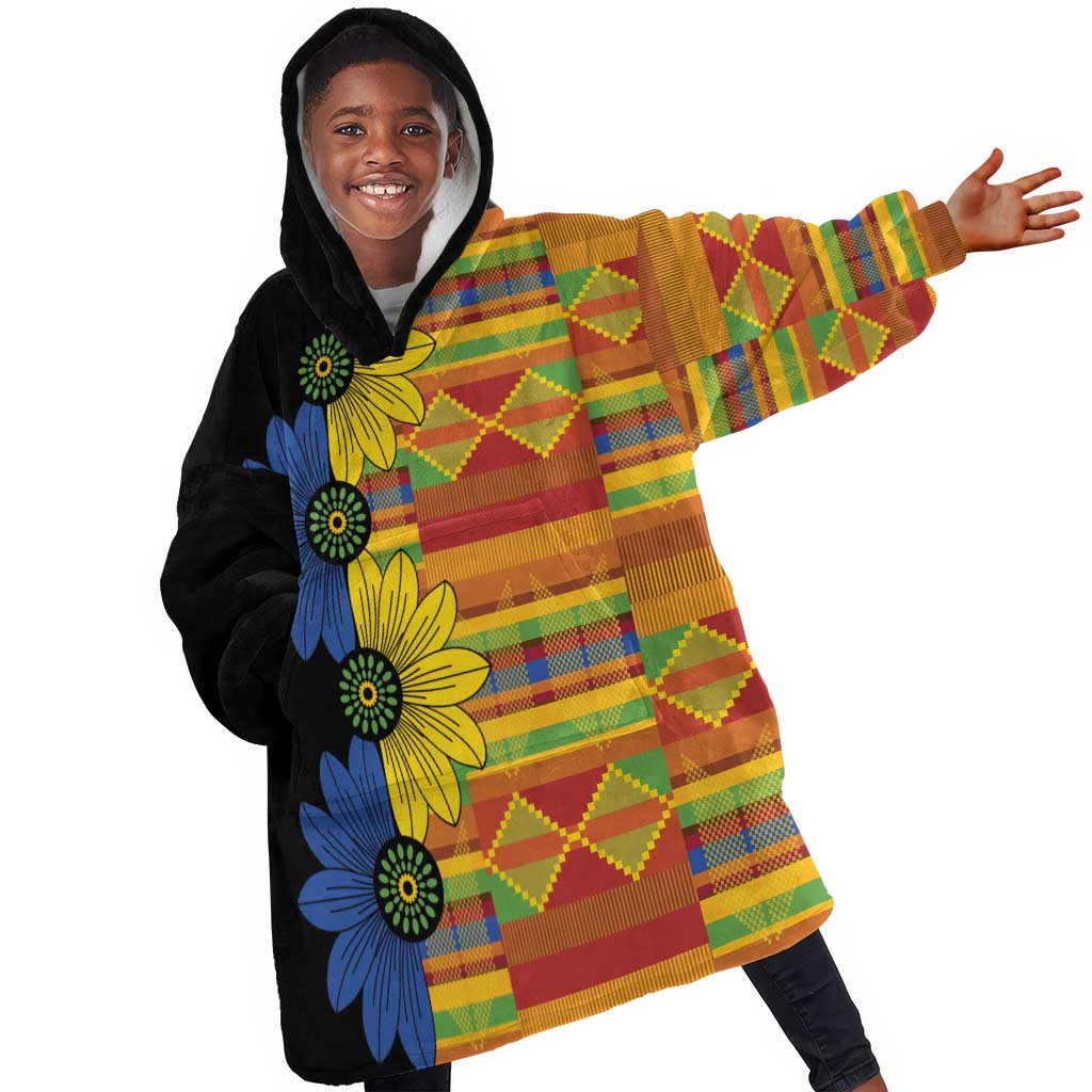 African Ethnic Kitenge Ankara Style Kid Wearable Blanket Hoodie
