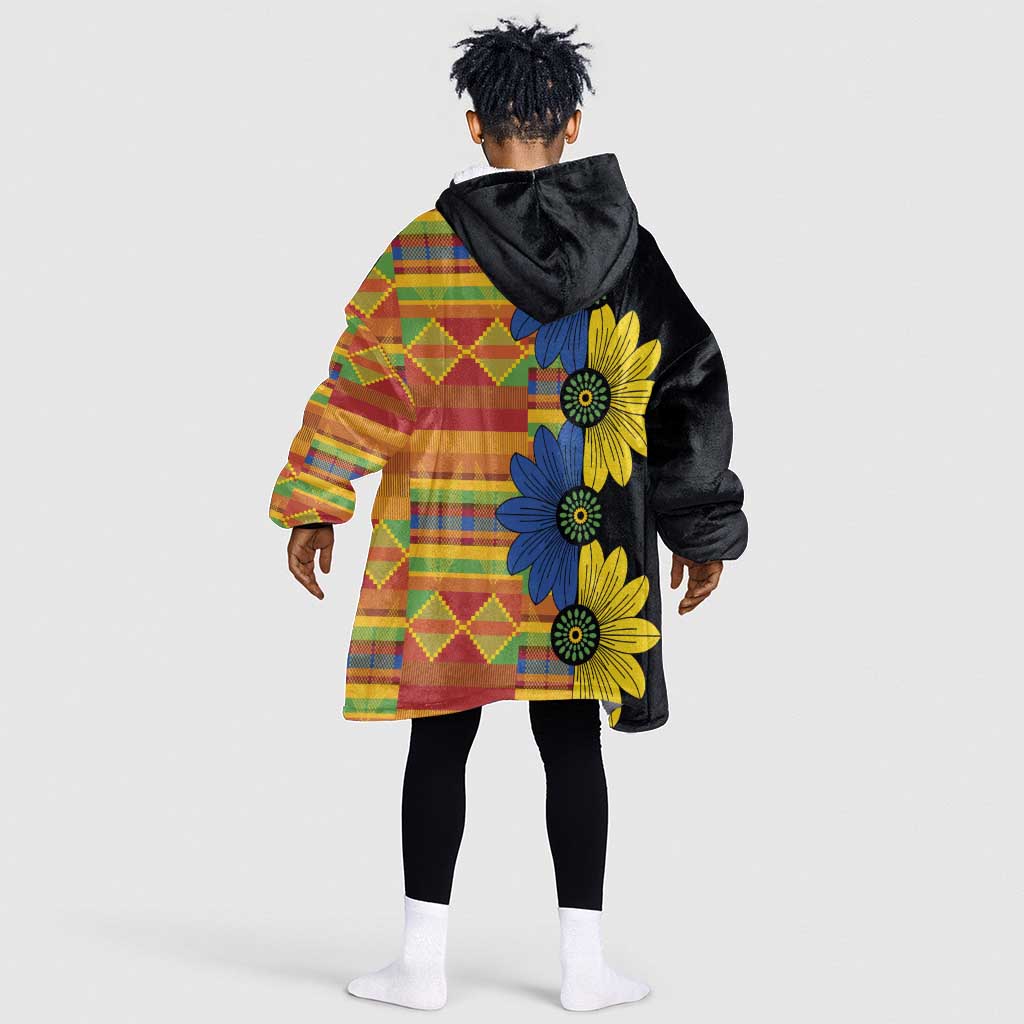African Ethnic Kitenge Ankara Style Kid Wearable Blanket Hoodie