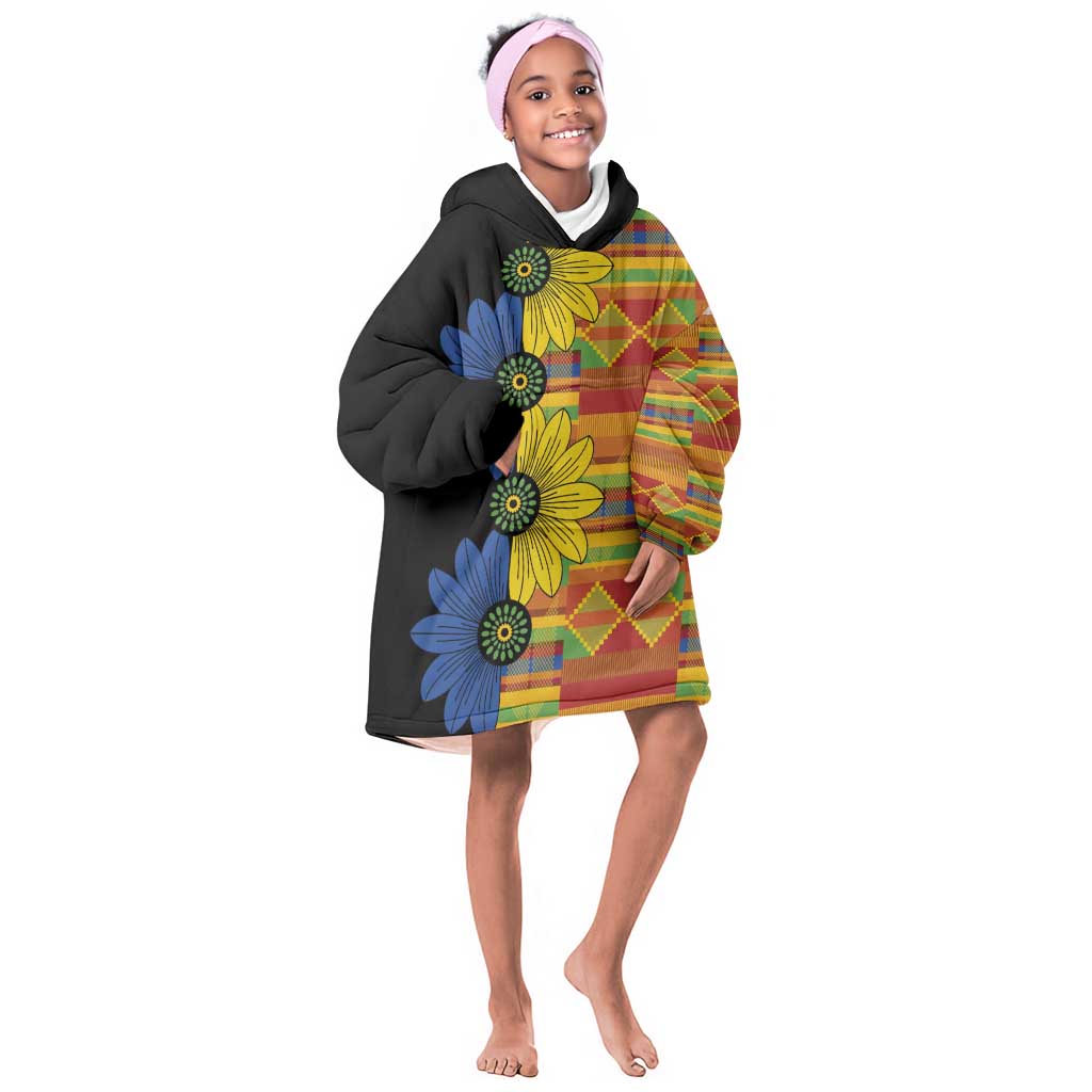 African Ethnic Kitenge Ankara Style Kid Wearable Blanket Hoodie