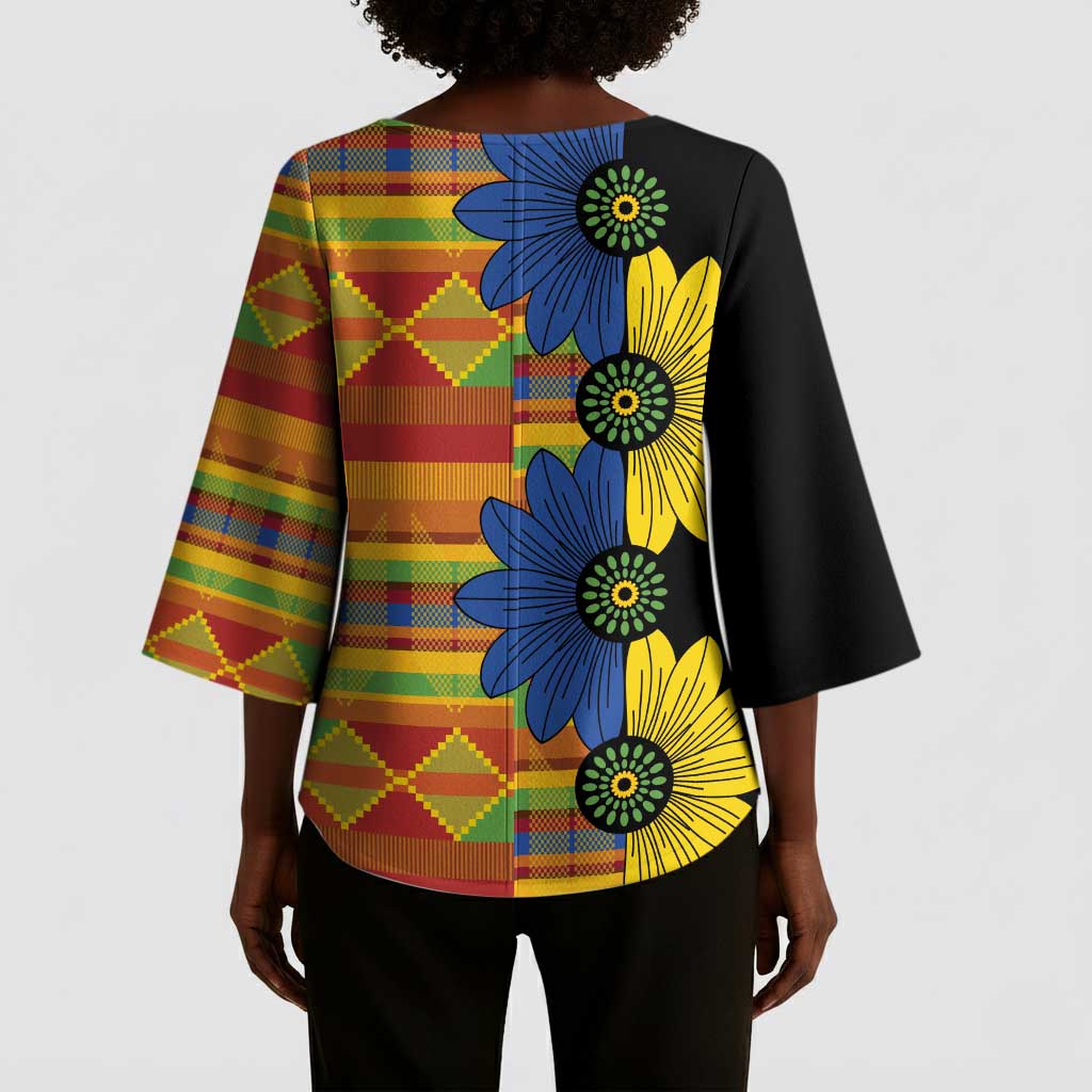 African Ethnic Kitenge Ankara Style Kimono Sleeve Blouse