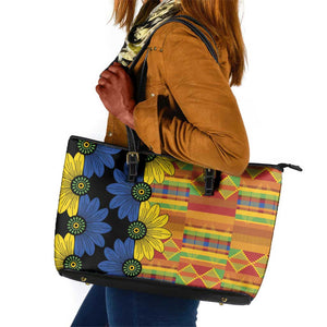 African Ethnic Kitenge Ankara Style Leather Tote Bag