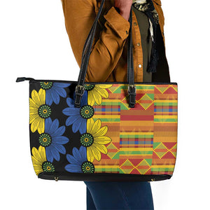 African Ethnic Kitenge Ankara Style Leather Tote Bag
