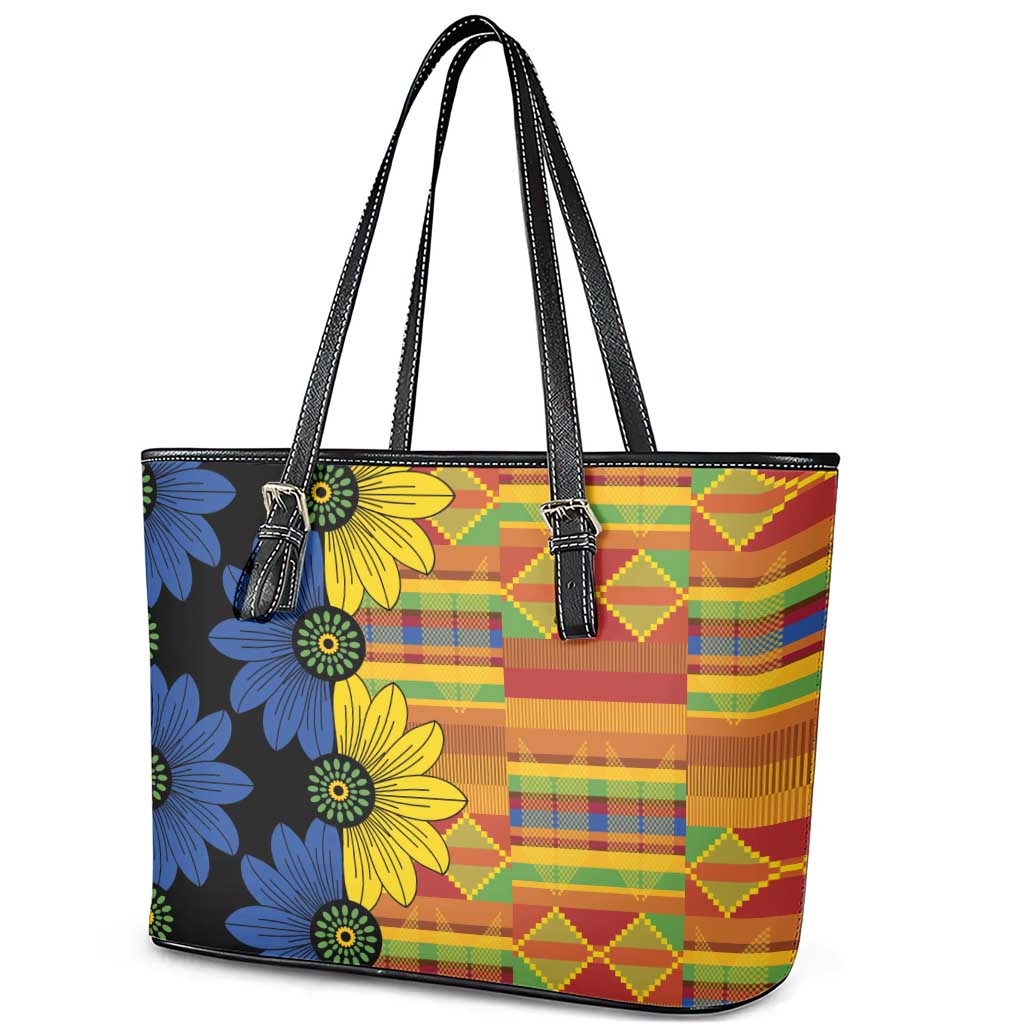 African Ethnic Kitenge Ankara Style Leather Tote Bag