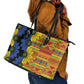 African Ethnic Kitenge Ankara Style Leather Tote Bag