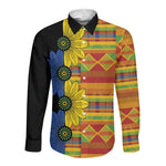 African Ethnic Kitenge Ankara Style Long Sleeve Button Shirt