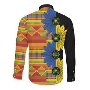 African Ethnic Kitenge Ankara Style Long Sleeve Button Shirt