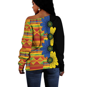 African Ethnic Kitenge Ankara Style Off Shoulder Sweater