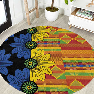 African Ethnic Kitenge Ankara Style Round Carpet
