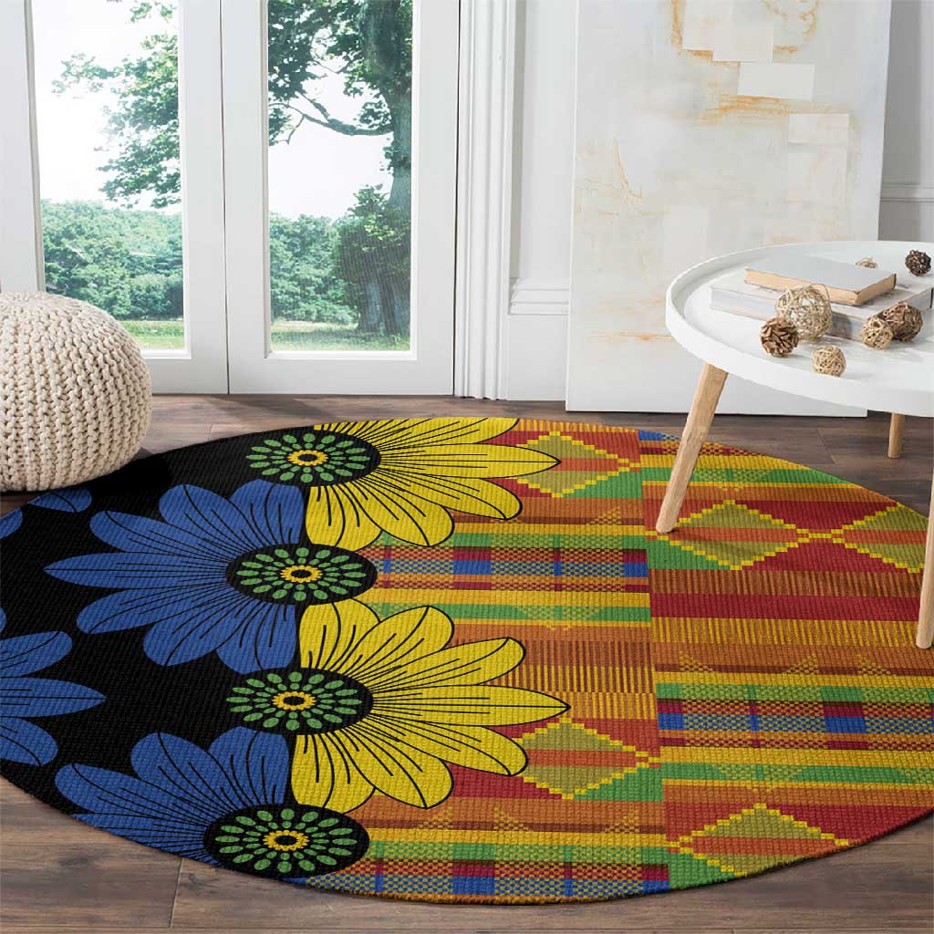 African Ethnic Kitenge Ankara Style Round Carpet