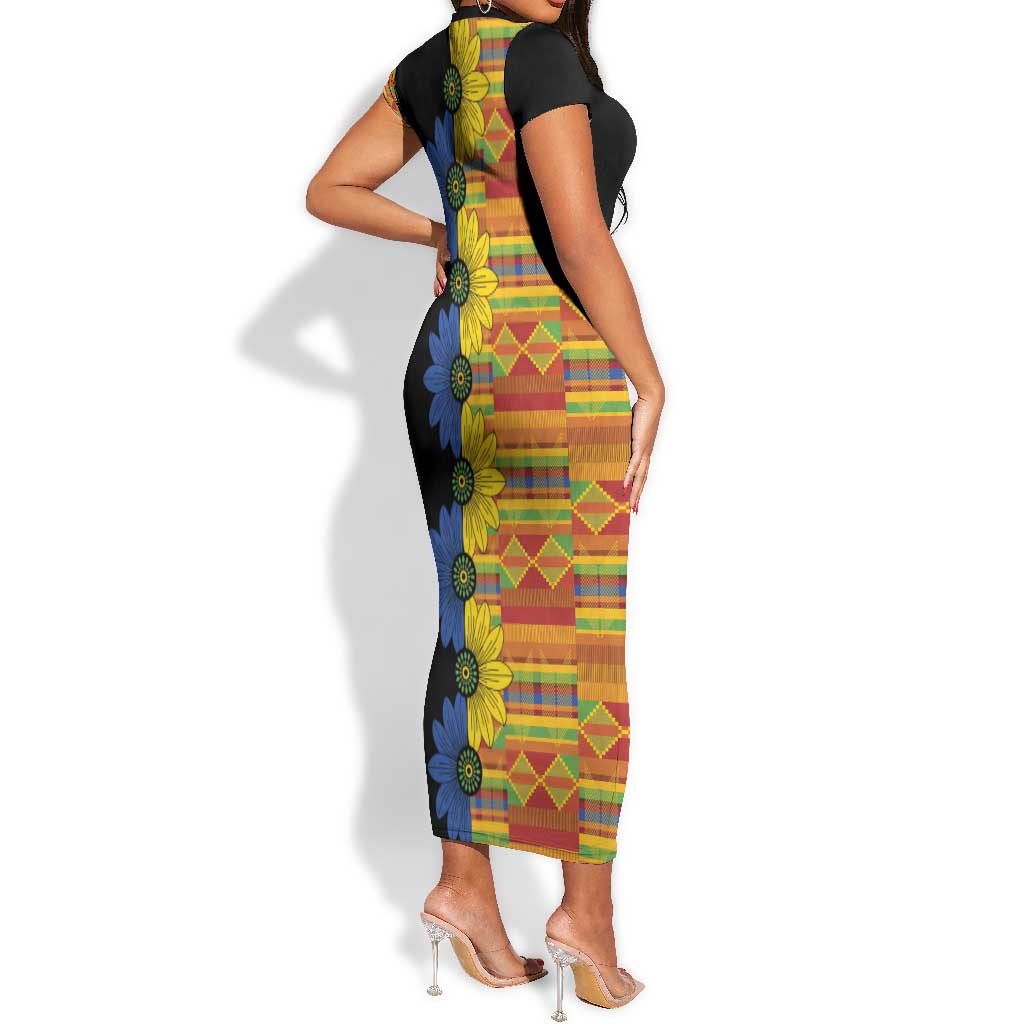 bodycon ankara dress Long Bodycon Dress With Ankara Mix | Clipkulture