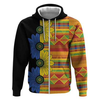 African Ethnic Kitenge Ankara Style Zip Hoodie