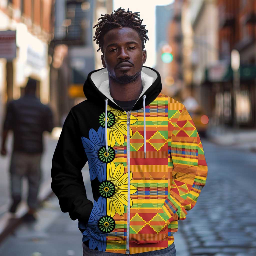 African Ethnic Kitenge Ankara Style Zip Hoodie