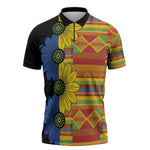 African Ethnic Kitenge Ankara Style Zipper Polo Shirt