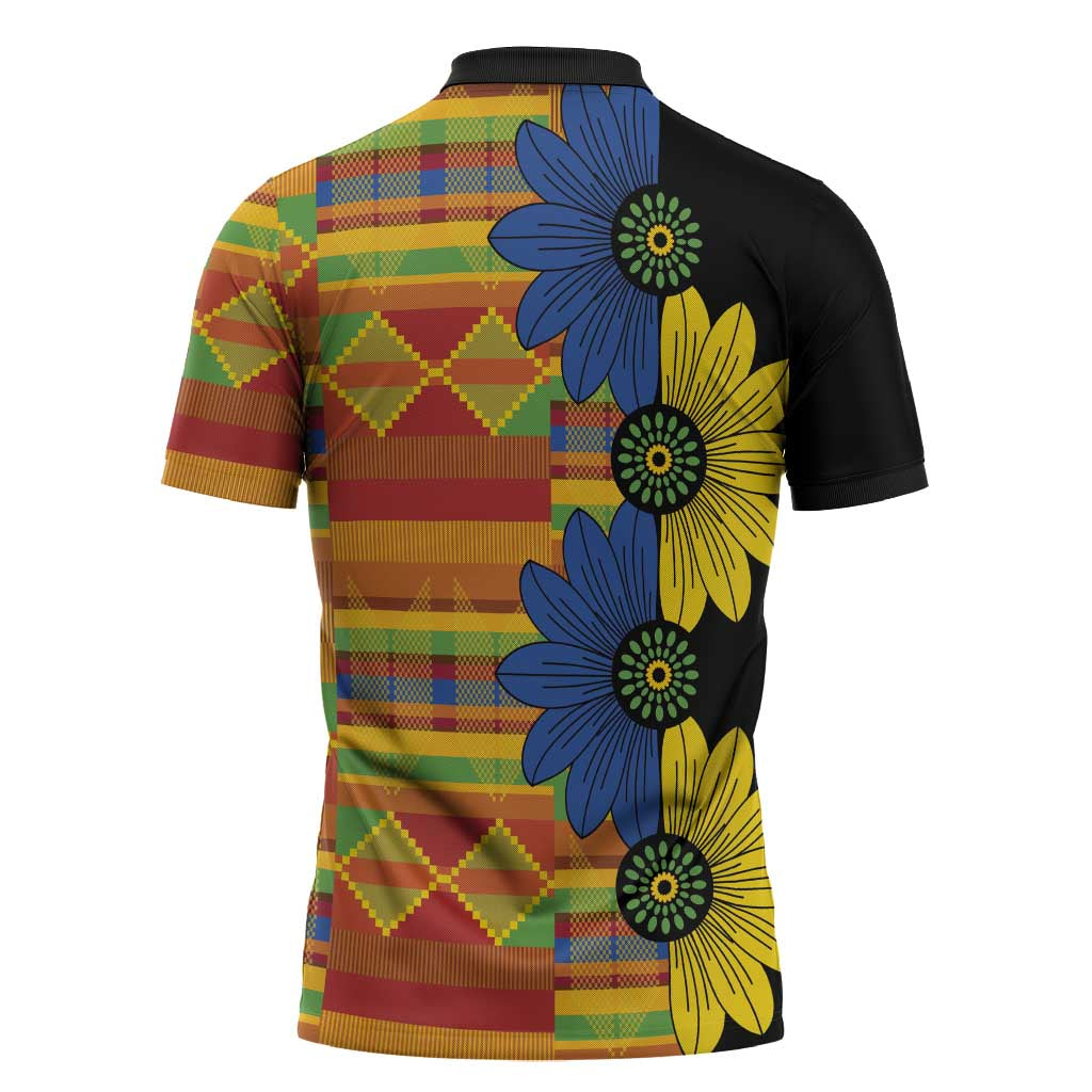 African Ethnic Kitenge Ankara Style Zipper Polo Shirt