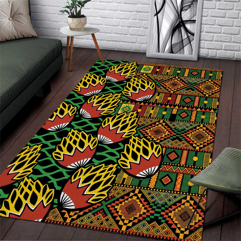 African Tribal Geometric Mixed Kanga Pattern Area Rug