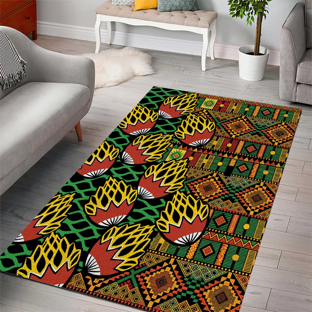 African Tribal Geometric Mixed Kanga Pattern Area Rug