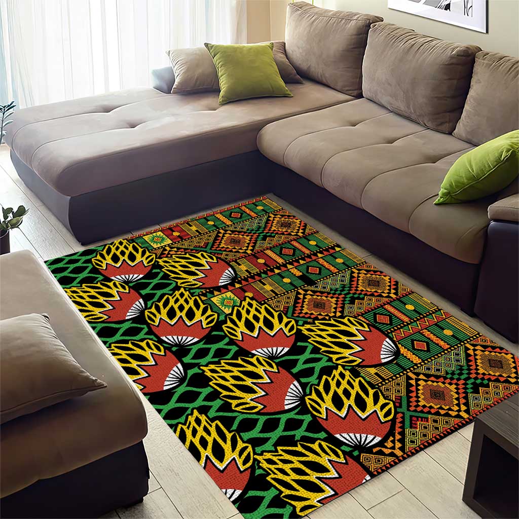 African Tribal Geometric Mixed Kanga Pattern Area Rug