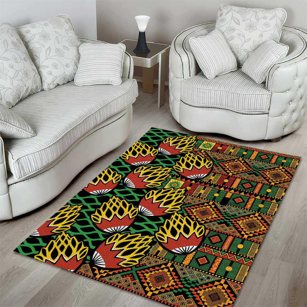 African Tribal Geometric Mixed Kanga Pattern Area Rug